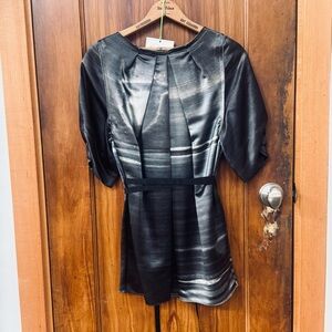 SILK Vera Wang Smokey Gray Blouse/Tunic w/ tie belt From Oprah's Closet 10